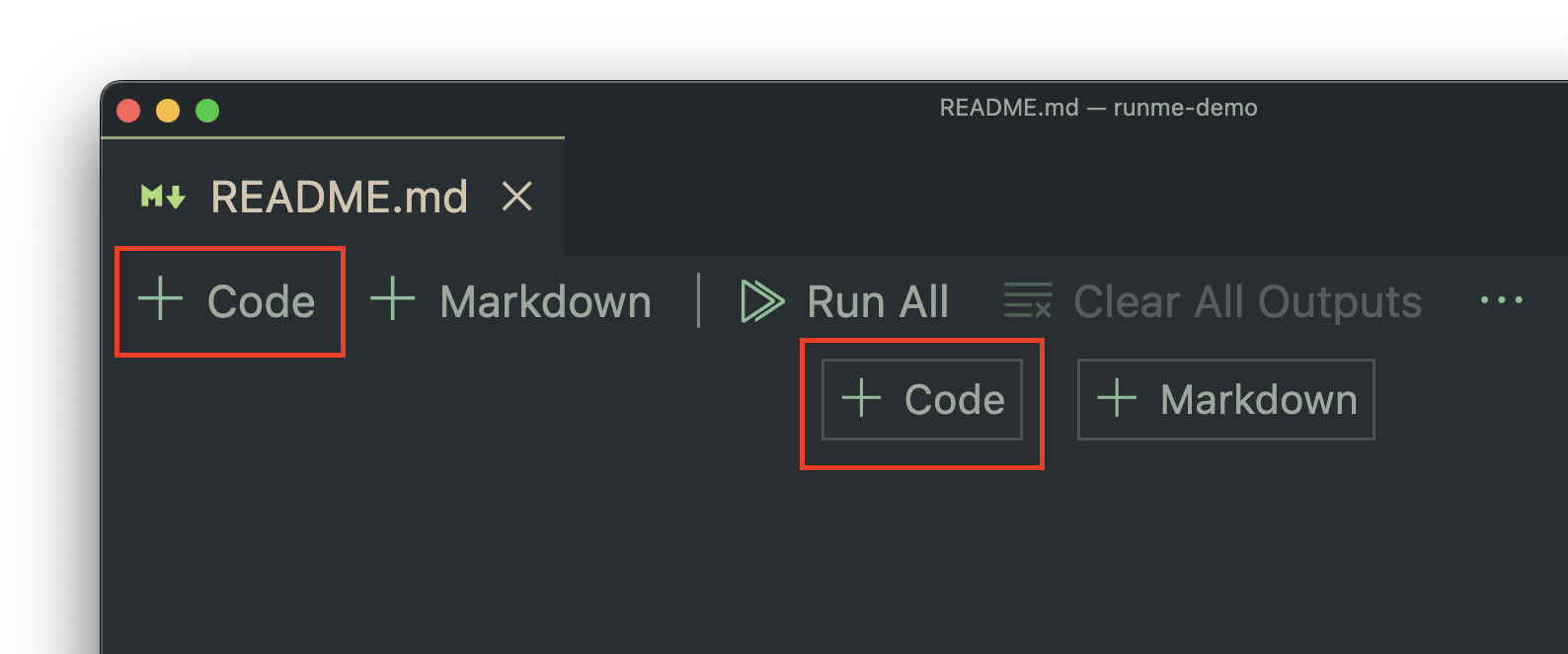 add new code block vs code